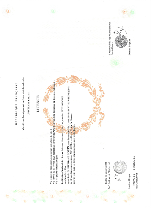 photo diplome Stéphane Borin