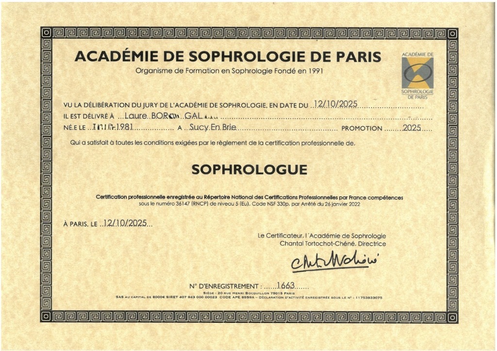 photo diplome Equilibr’Emotion