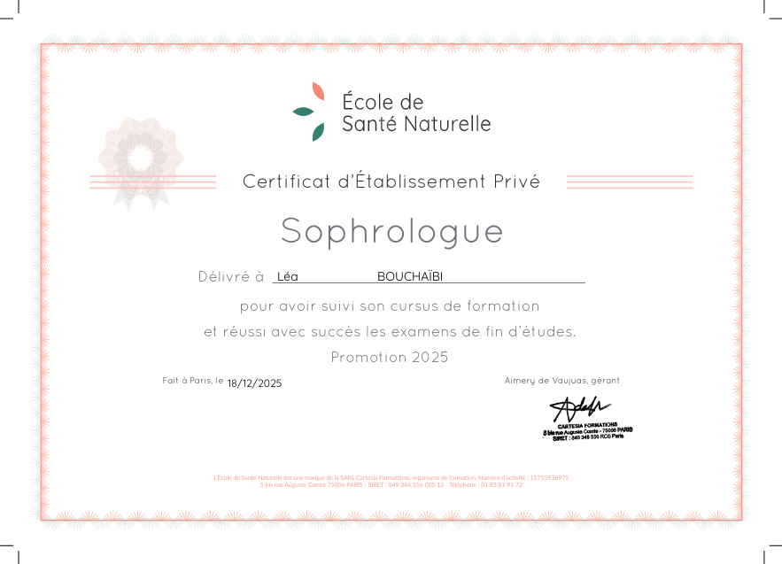 photo diplome Léa Bouchaibi