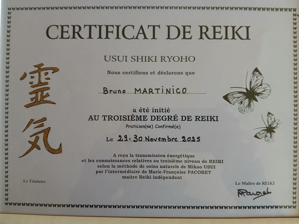 photo diplome DU REIKI AU TUINA