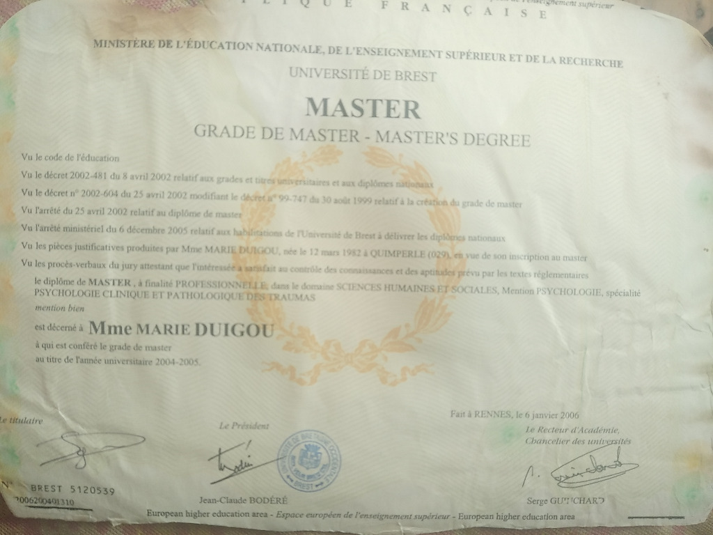 photo diplome Marie Duigou