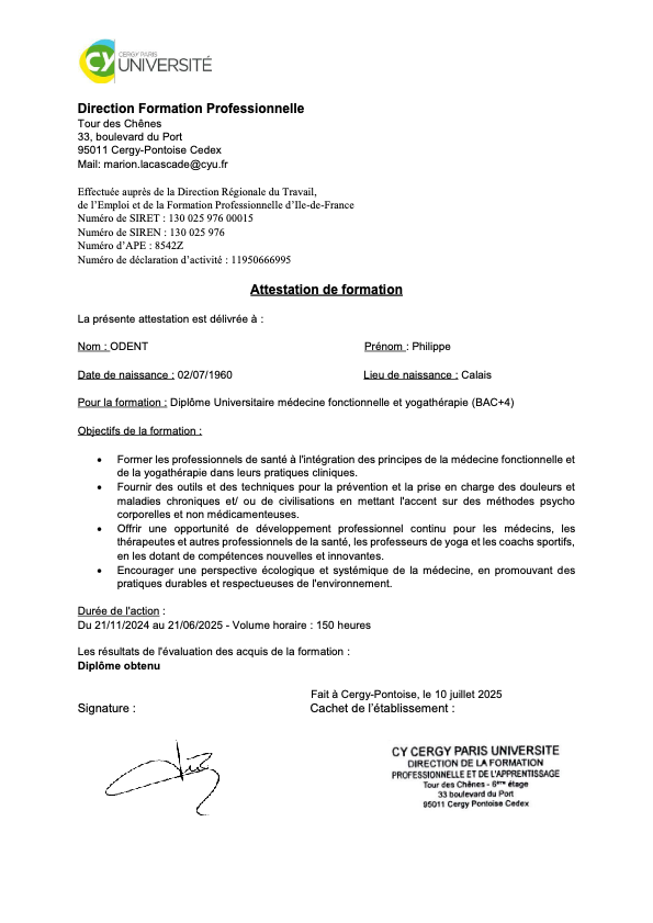 photo diplome Active Yoga