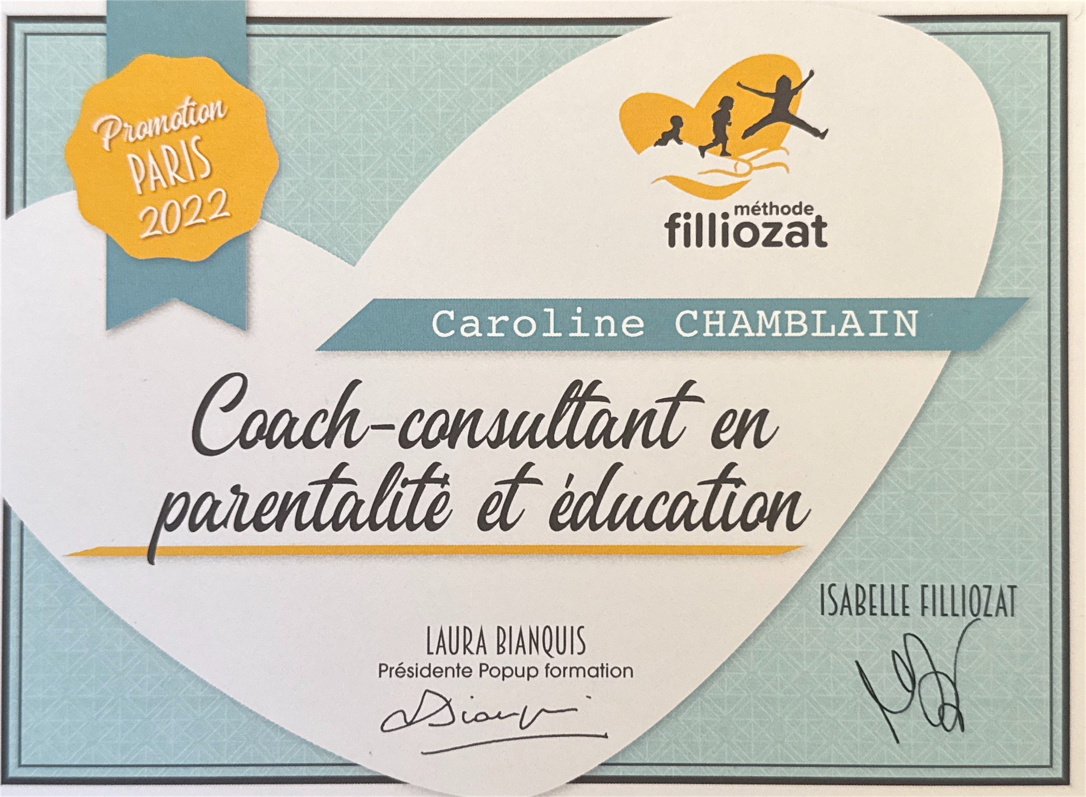 photo diplome Caroline Chamblain