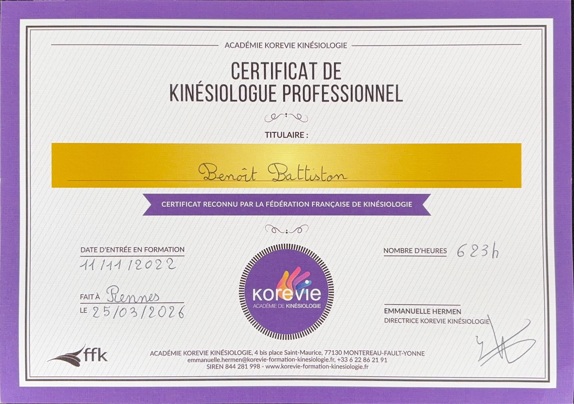 photo diplome Benoît Battiston