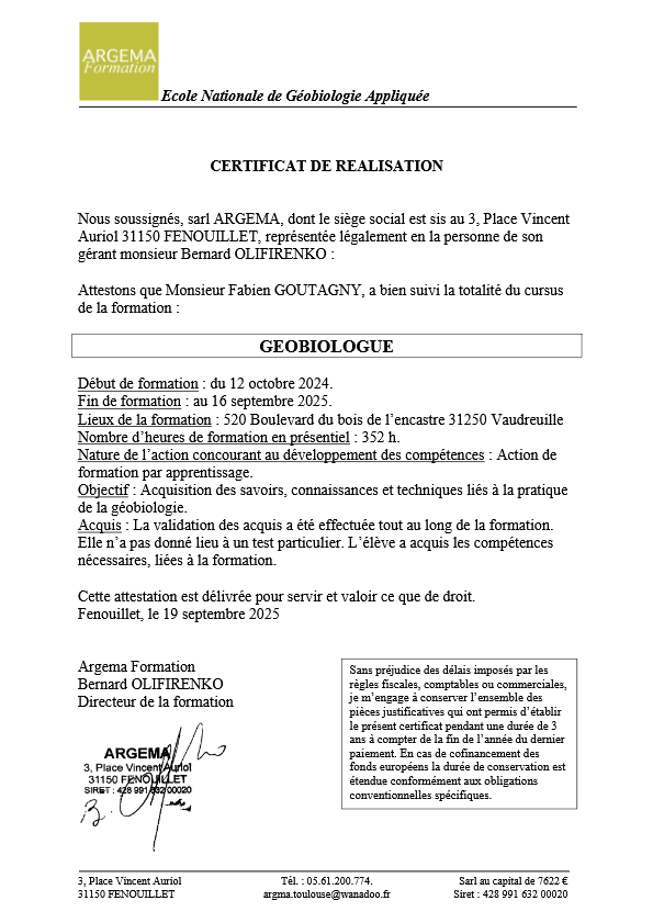 photo diplome Batisseur d’Harmonie - Fabien GOUTAGNY