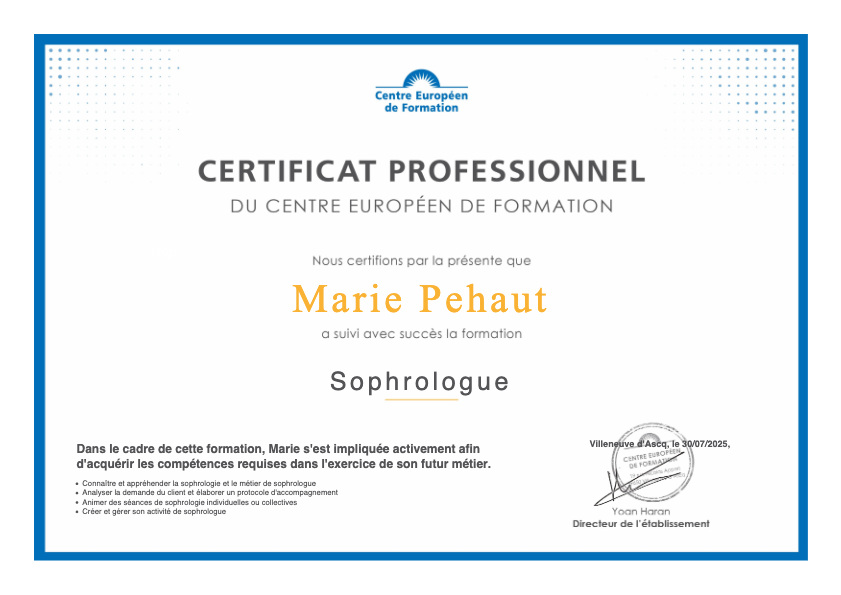 photo diplome Marie Péhaut 