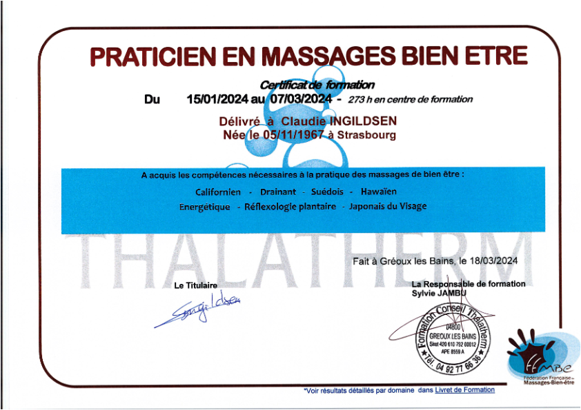 photo diplome Claudie INGILDSEN