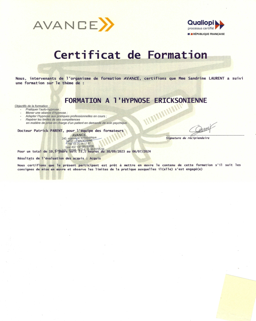 photo diplome Sandrine LAURENT