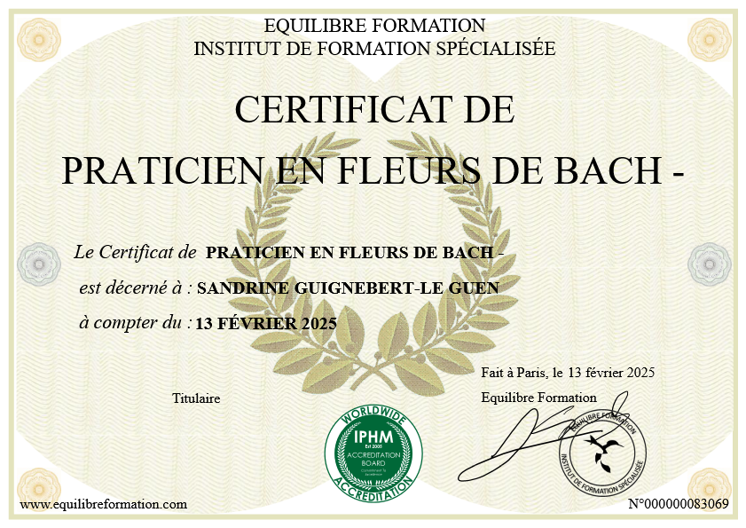 photo diplome Sandrine Le Guen - Bulles de vie