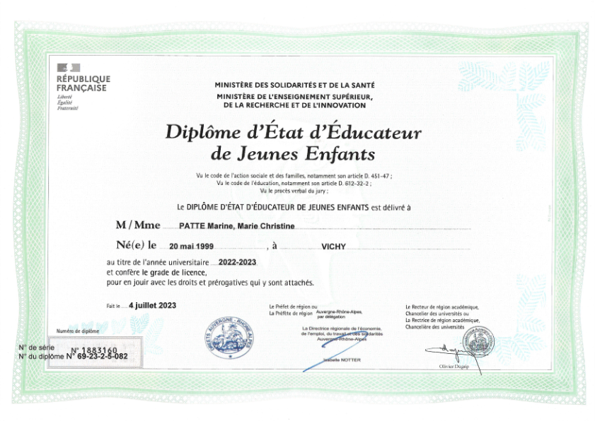 photo diplome Graine d’Espoir | Marine PATTE
