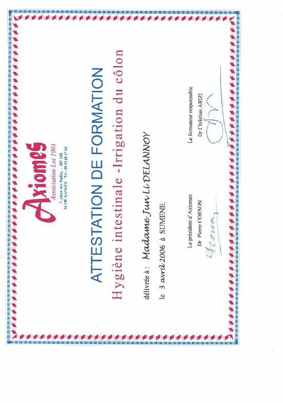 photo diplome Bien-être traditionnel chinois