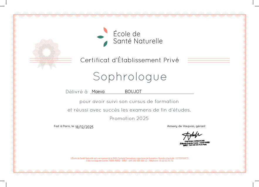 photo diplome Maeva Boujot