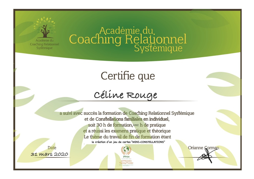 photo diplome Céline Rouge - CheCoPa 