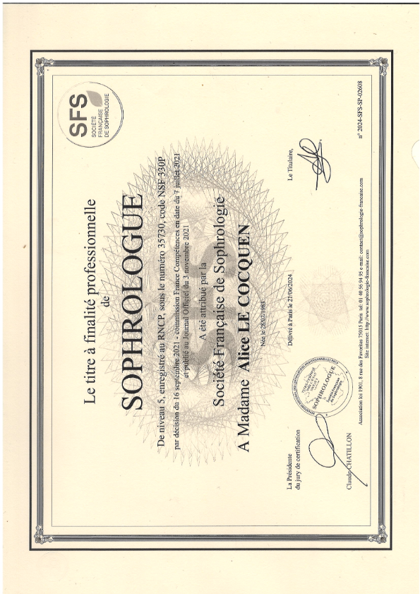 photo diplome ALICE LE COCQUEN