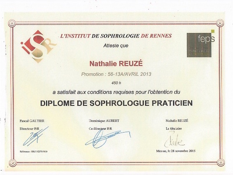 photo diplome Nathalie Reuzé