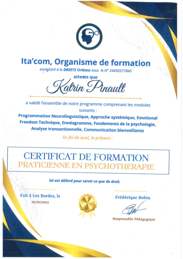 photo diplome Katrin lambert de cesseau