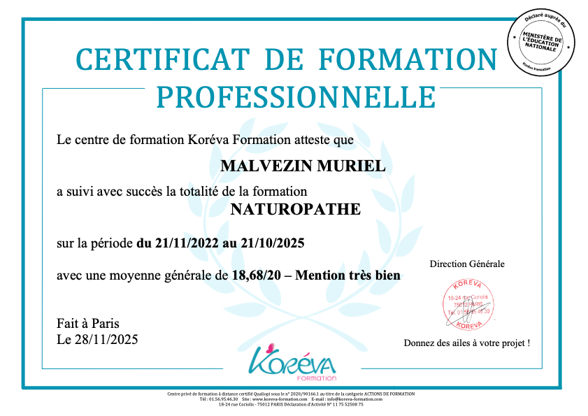 photo diplome Muriel MALVEZIN