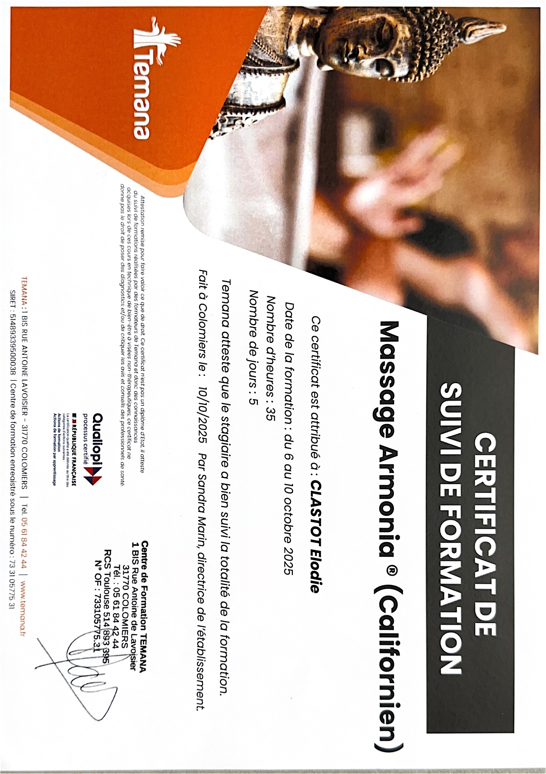 photo diplome Elodie clastot