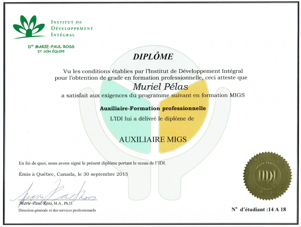 photo diplome Muriel Pélas