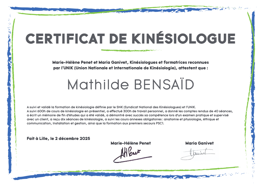 photo diplome Mathilde Bensaïd - Corps et Accord