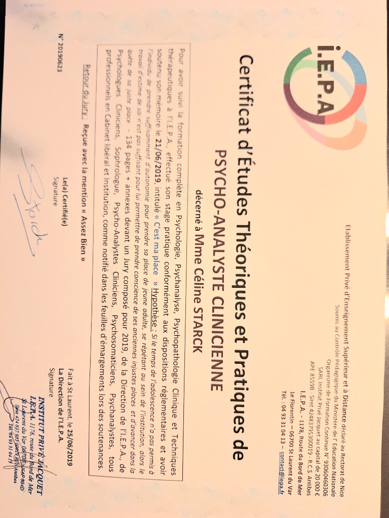 photo diplome Celine starck 