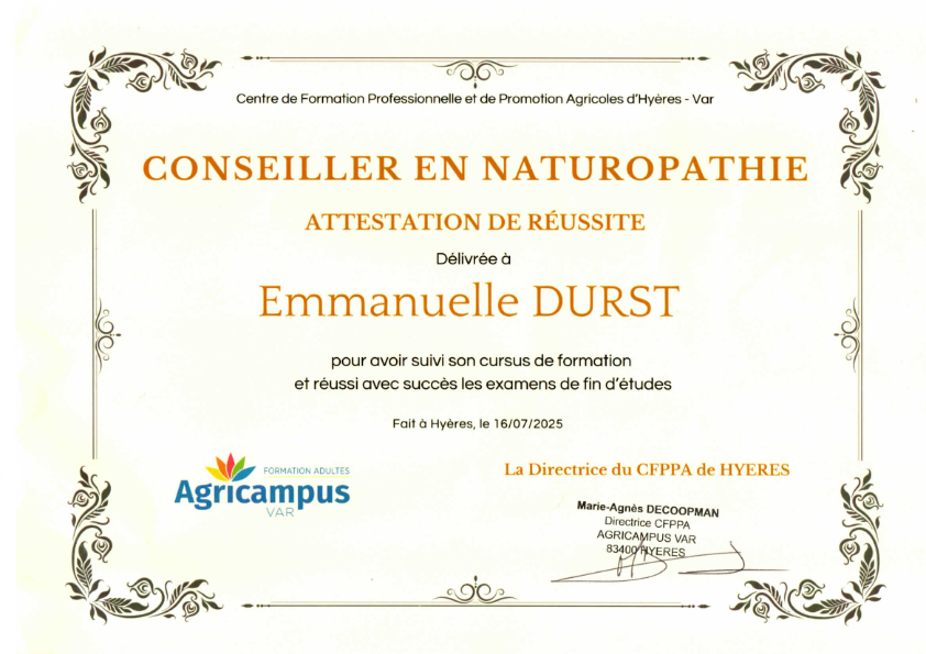 photo diplome EMMANUELLE DURST