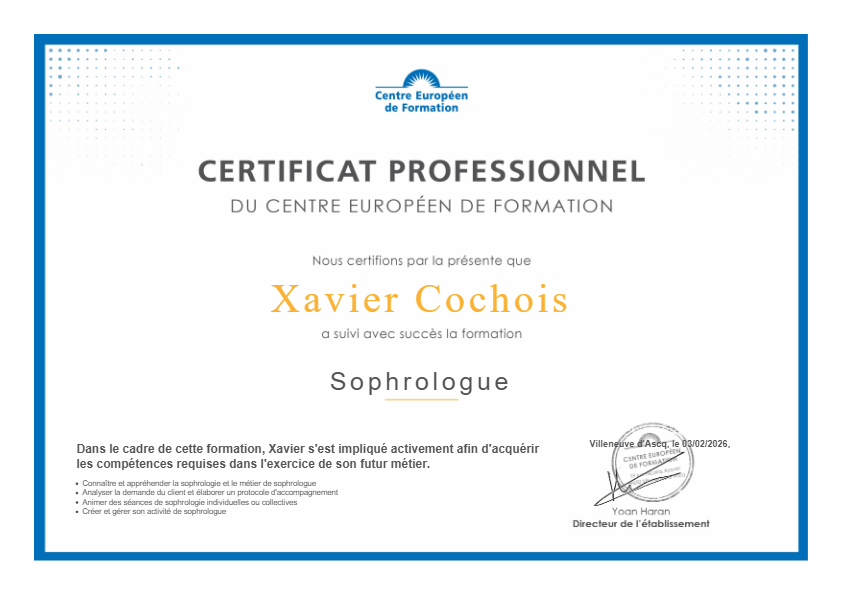 photo diplome Cochois Xavier