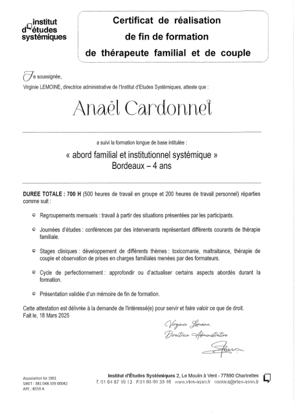 photo diplome Anael Cardonnet