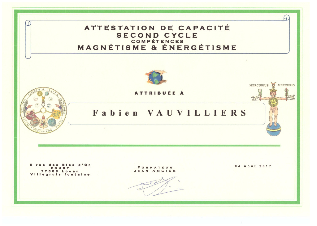 photo diplome La Voie du Coeur - Fabien Vauvilliers EI