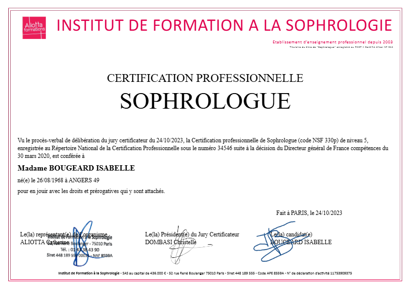 photo diplome Isabelle BOUGEARD