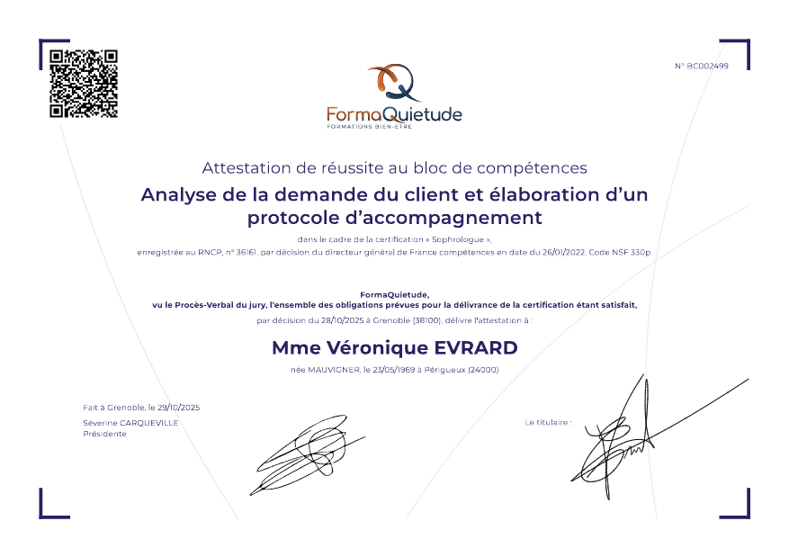 photo diplome Véronique Evrard