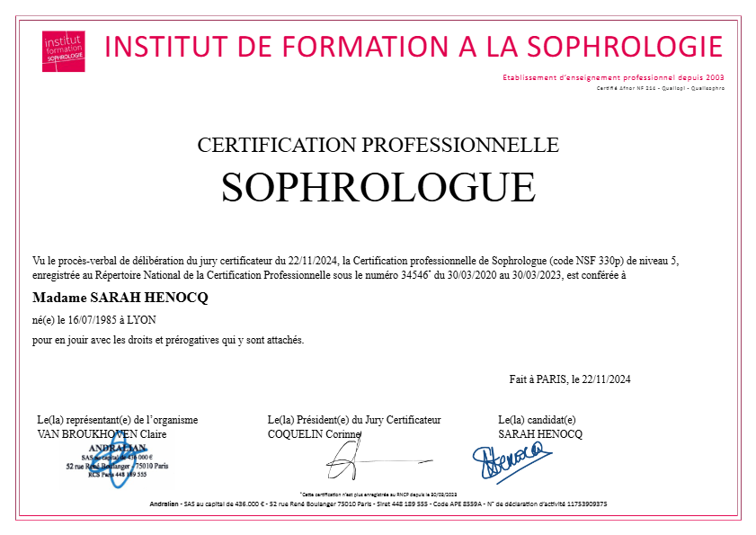 photo diplome Sarah Henocq