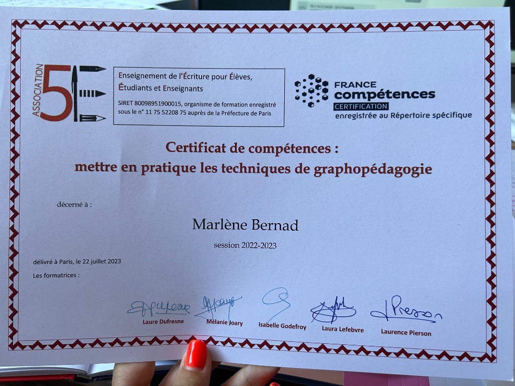 photo diplome Marlène Bernad