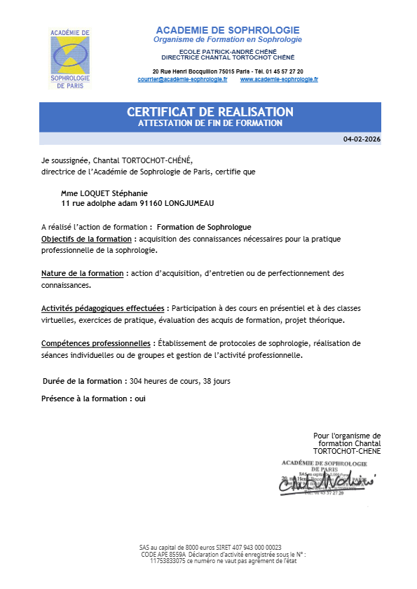 photo diplome Stéphanie Loquet