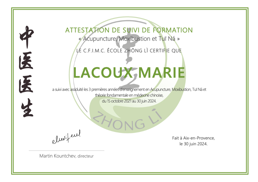 photo diplome Marie Lacoux 