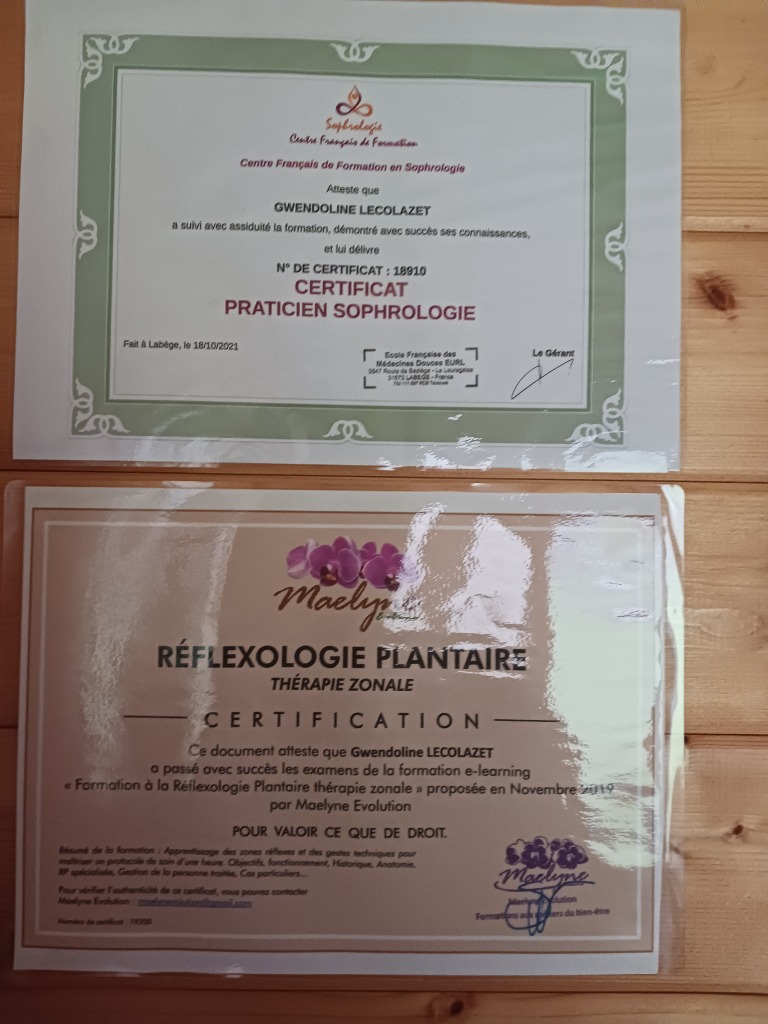 photo diplome La Baie Mont Bien-être 