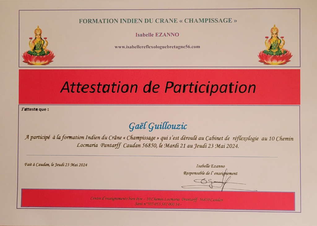 photo diplome Gaël Guillouzic Magnétiseur