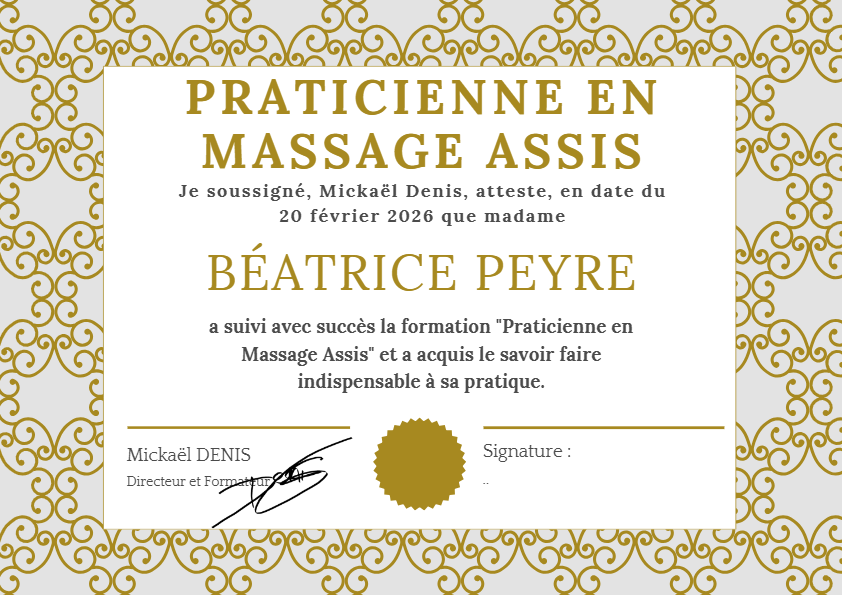 photo diplome Bien-Être Béa