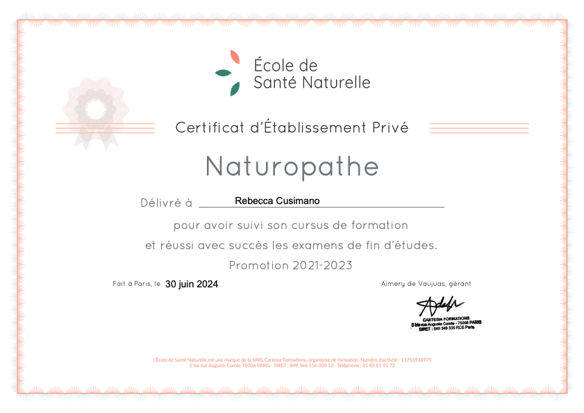 photo diplome Rebecca Cusimano