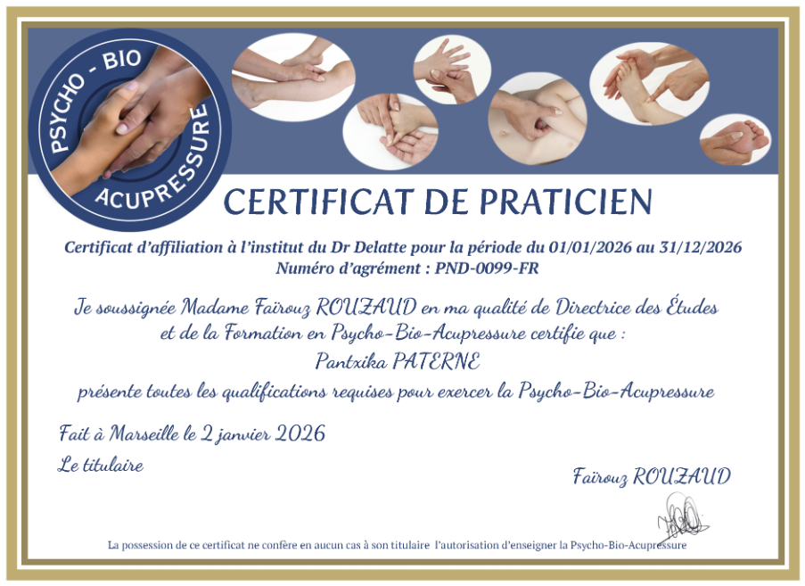 photo diplome Pantxika PATERNE - PBA