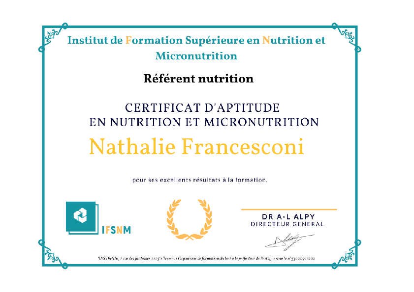 photo diplome Nathalie Francesconi Chanson