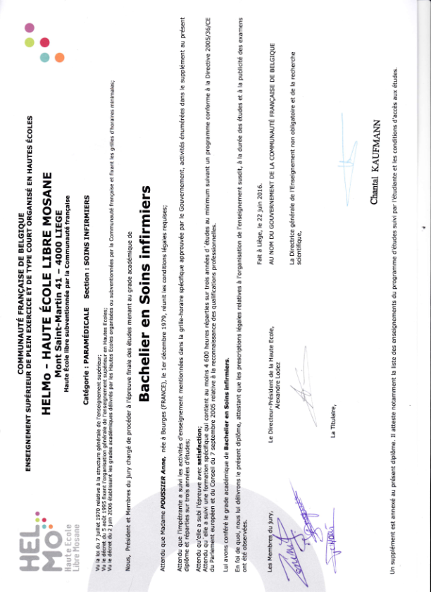 photo diplome Poussier Anne Sophie