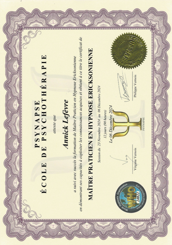 photo diplome Annick LEFEVRE