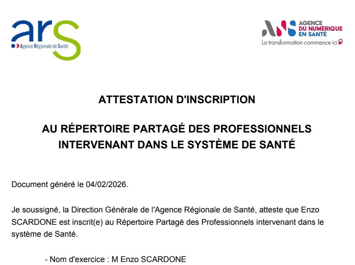 photo diplome Enzo Scardone Diététicien