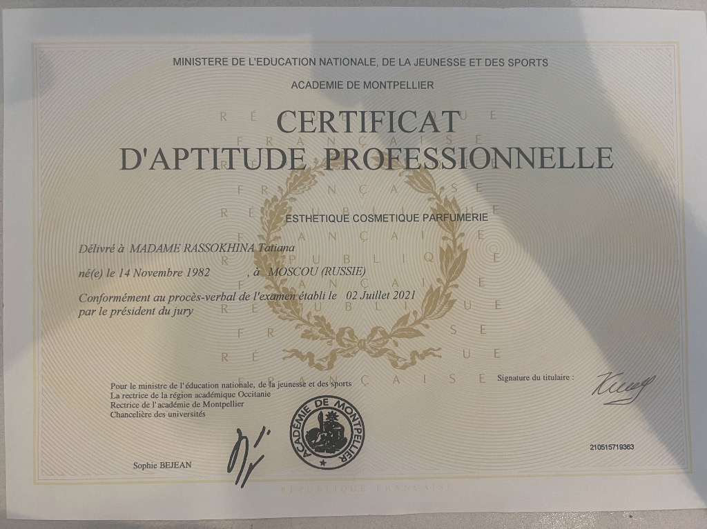 photo diplome TK Beauty