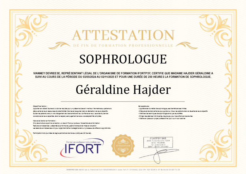 photo diplome Géraldine Hajder