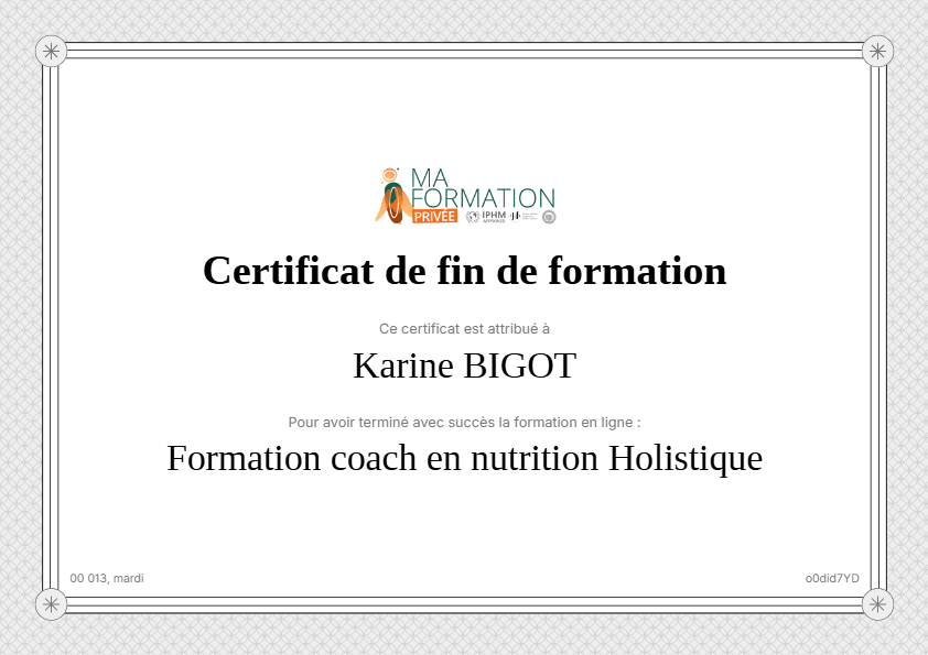 photo diplome Essence et Equilibre