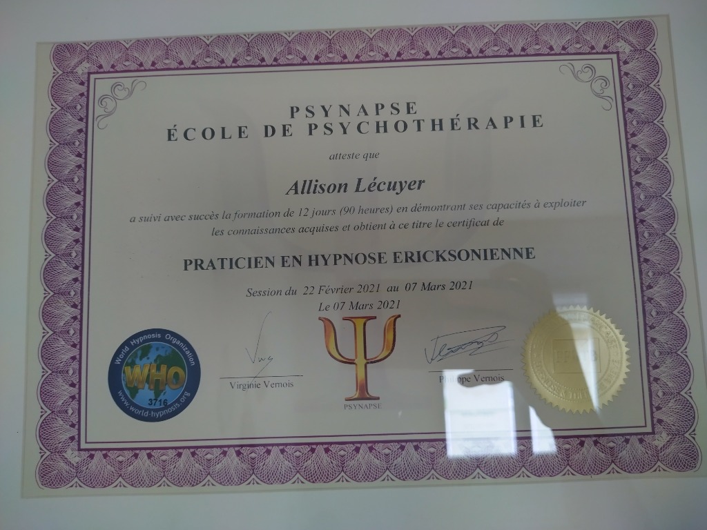 photo diplome Allison Lécuyer