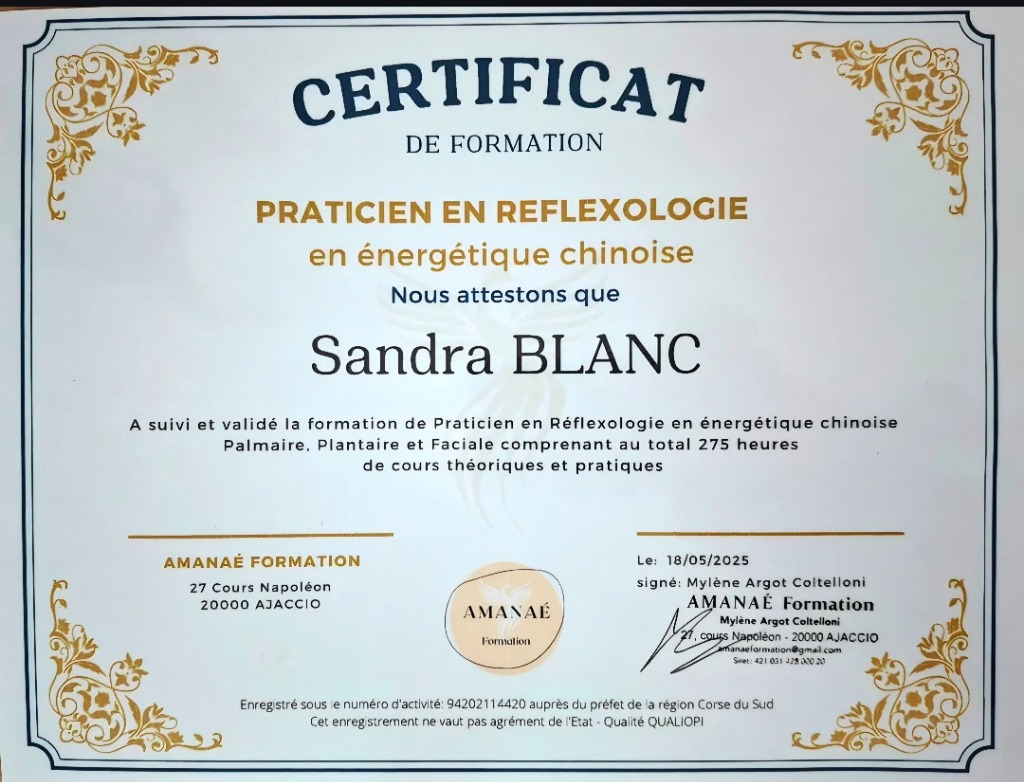 photo diplome Sandra Blanc