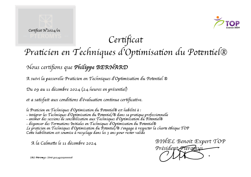 photo diplome Philippe Mental Harmonie